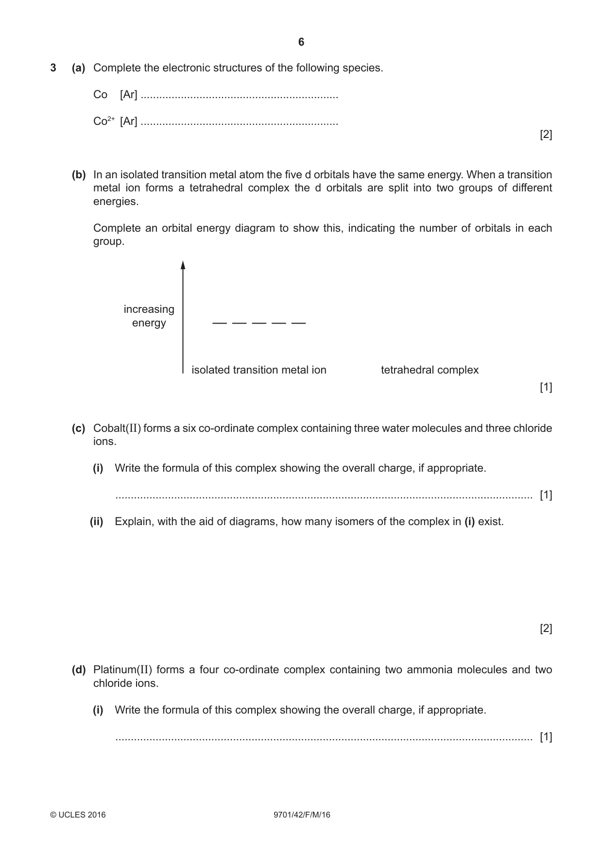 Cambridge A Level Chemistry 9701 2016 Feb/March Paper 4 · Variant 2 question paper, page 6 of 20