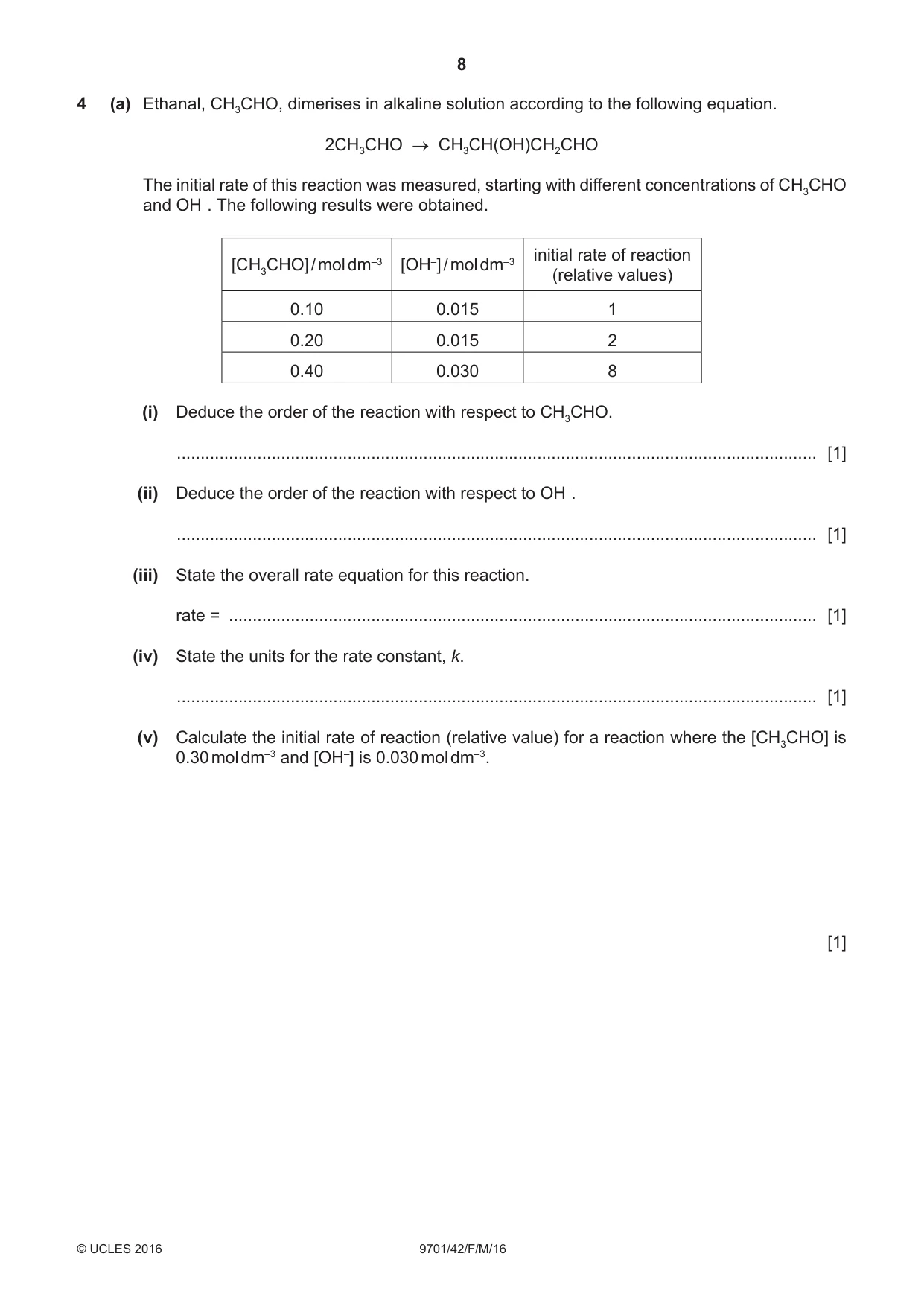 Cambridge A Level Chemistry 9701 2016 Feb/March Paper 4 · Variant 2 question paper, page 8 of 20