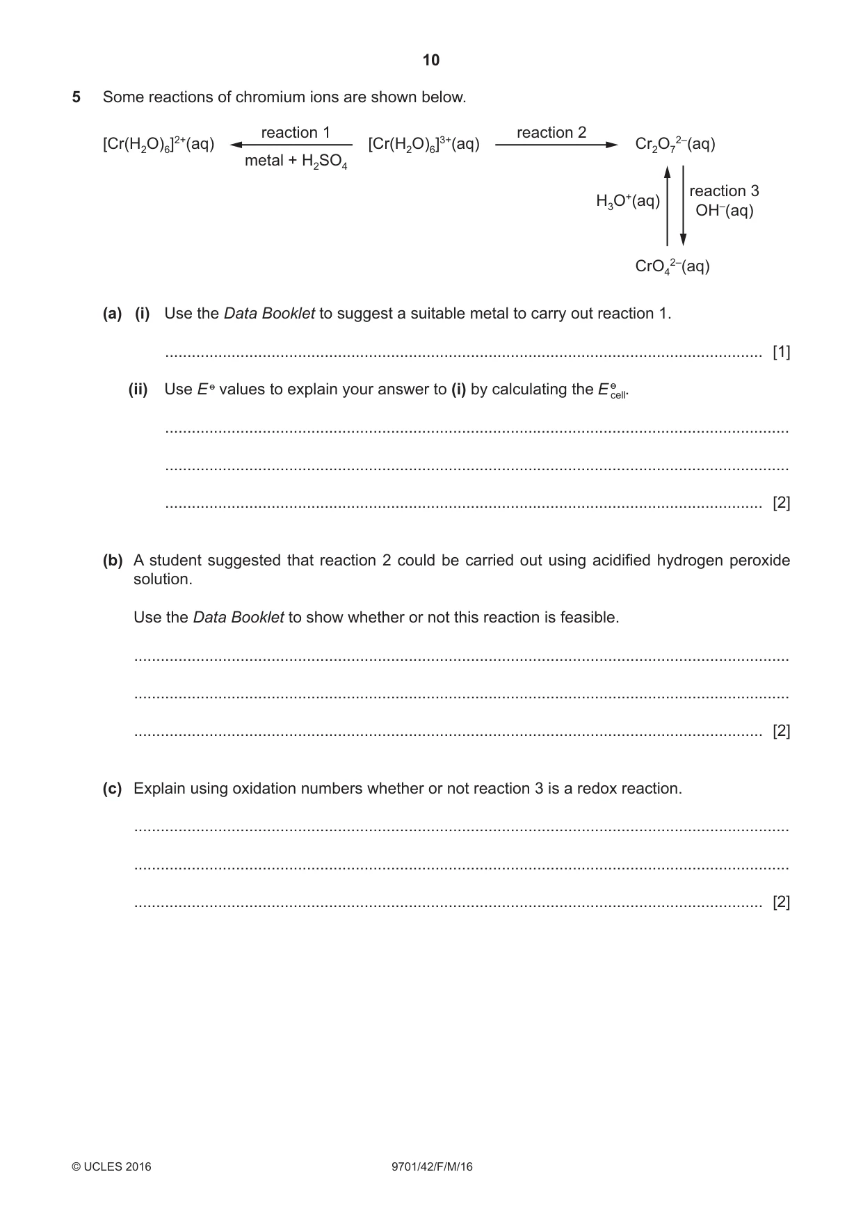 Cambridge A Level Chemistry 9701 2016 Feb/March Paper 4 · Variant 2 question paper, page 10 of 20