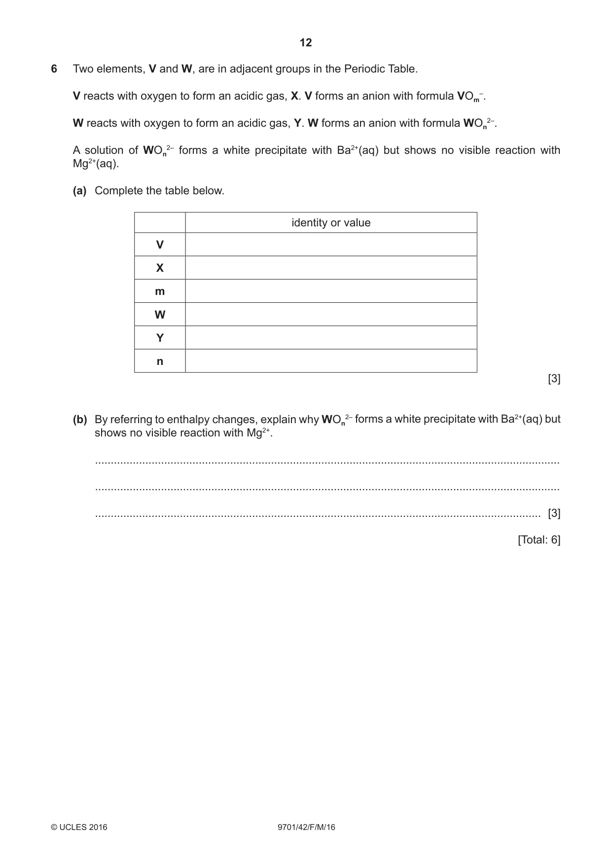 Cambridge A Level Chemistry 9701 2016 Feb/March Paper 4 · Variant 2 question paper, page 12 of 20