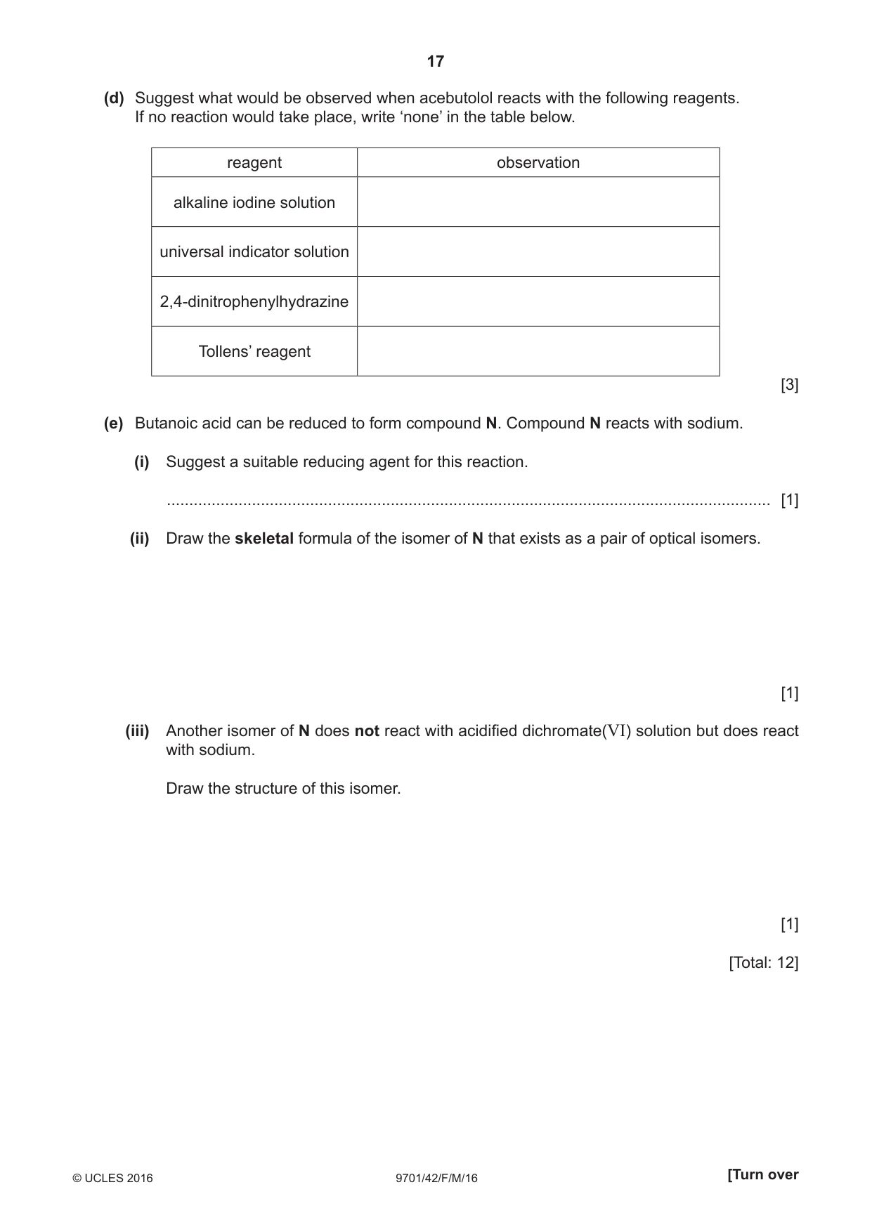 Cambridge A Level Chemistry 9701 2016 Feb/March Paper 4 · Variant 2 question paper, page 17 of 20