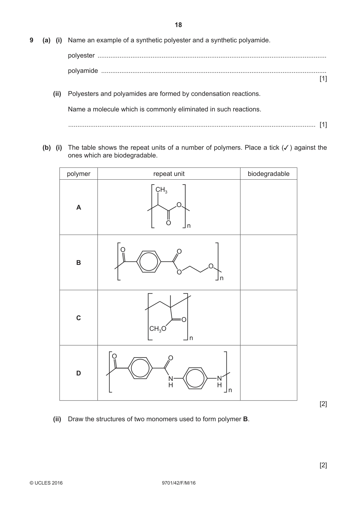 Cambridge A Level Chemistry 9701 2016 Feb/March Paper 4 · Variant 2 question paper, page 18 of 20