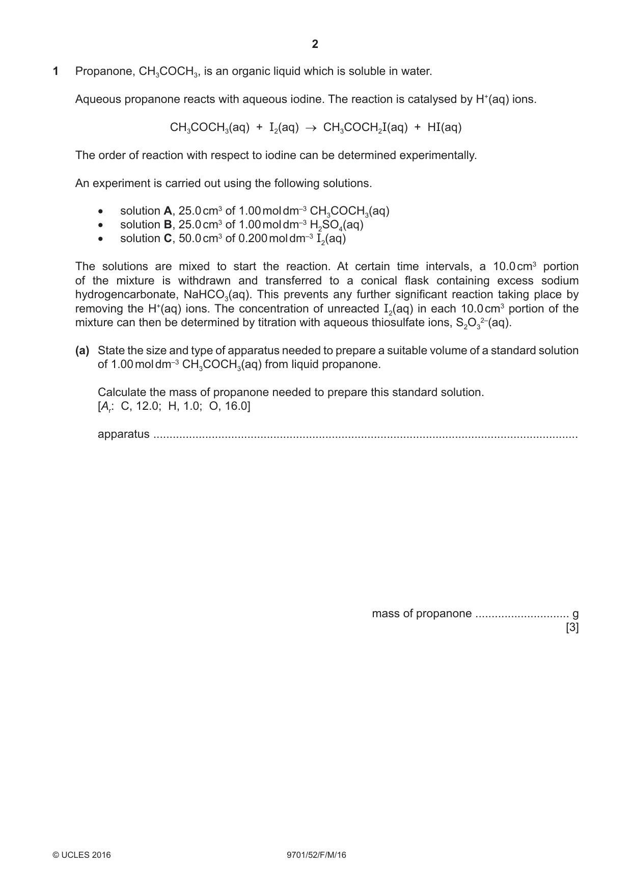 Cambridge A Level Chemistry 9701 2016 Feb/March Paper 5 · Variant 2 question paper, page 2 of 8