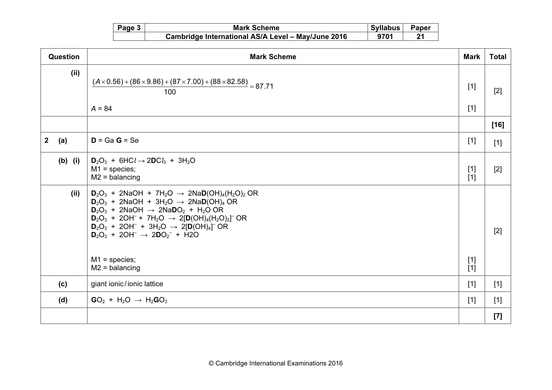 Mark scheme, page 3 of 7