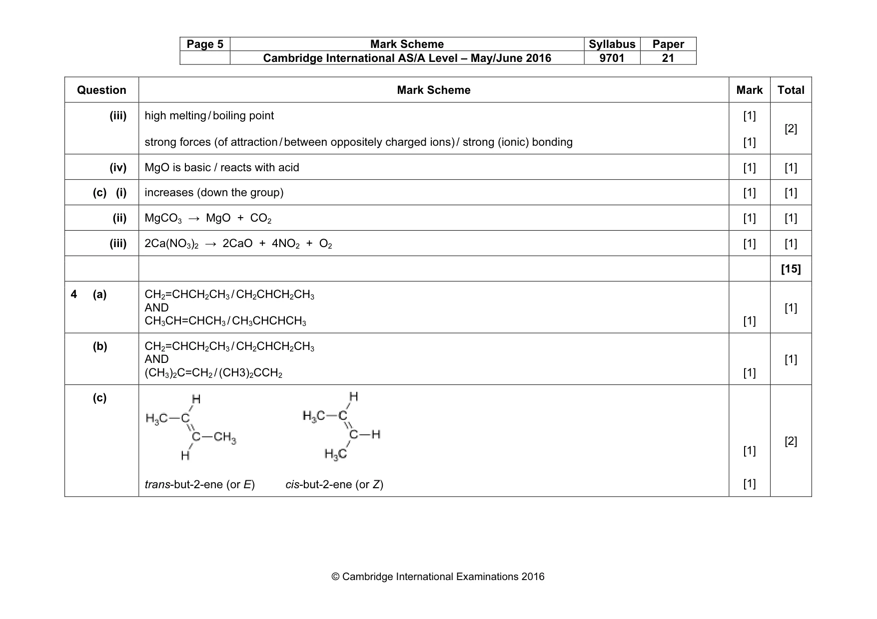 Mark scheme, page 5 of 7
