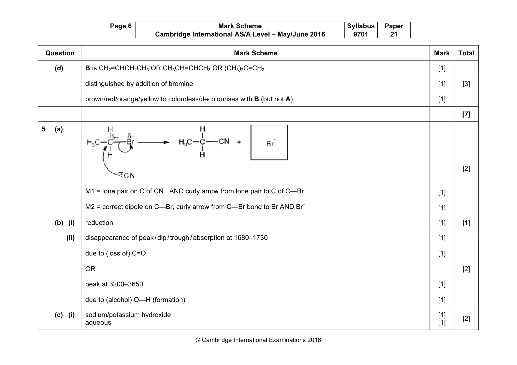 Mark scheme, page 6 of 7