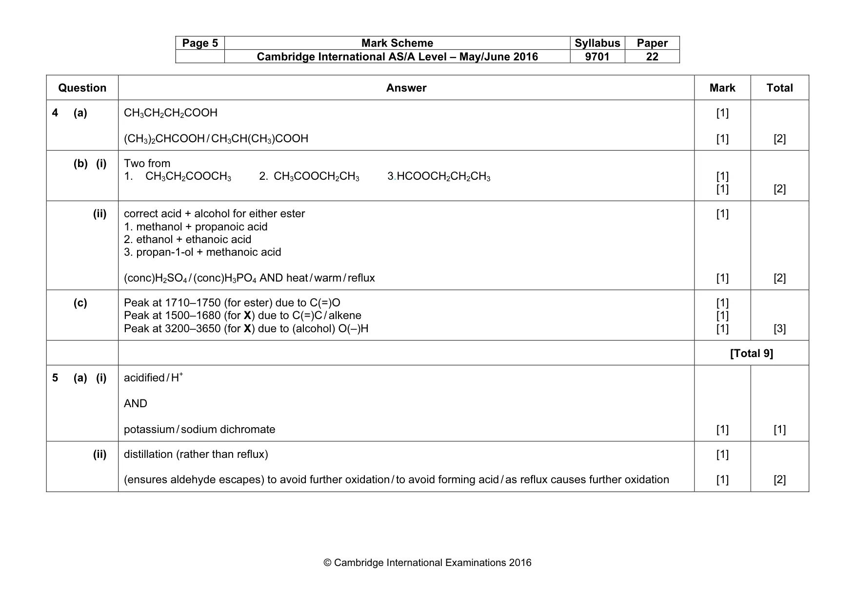 Mark scheme, page 5 of 7