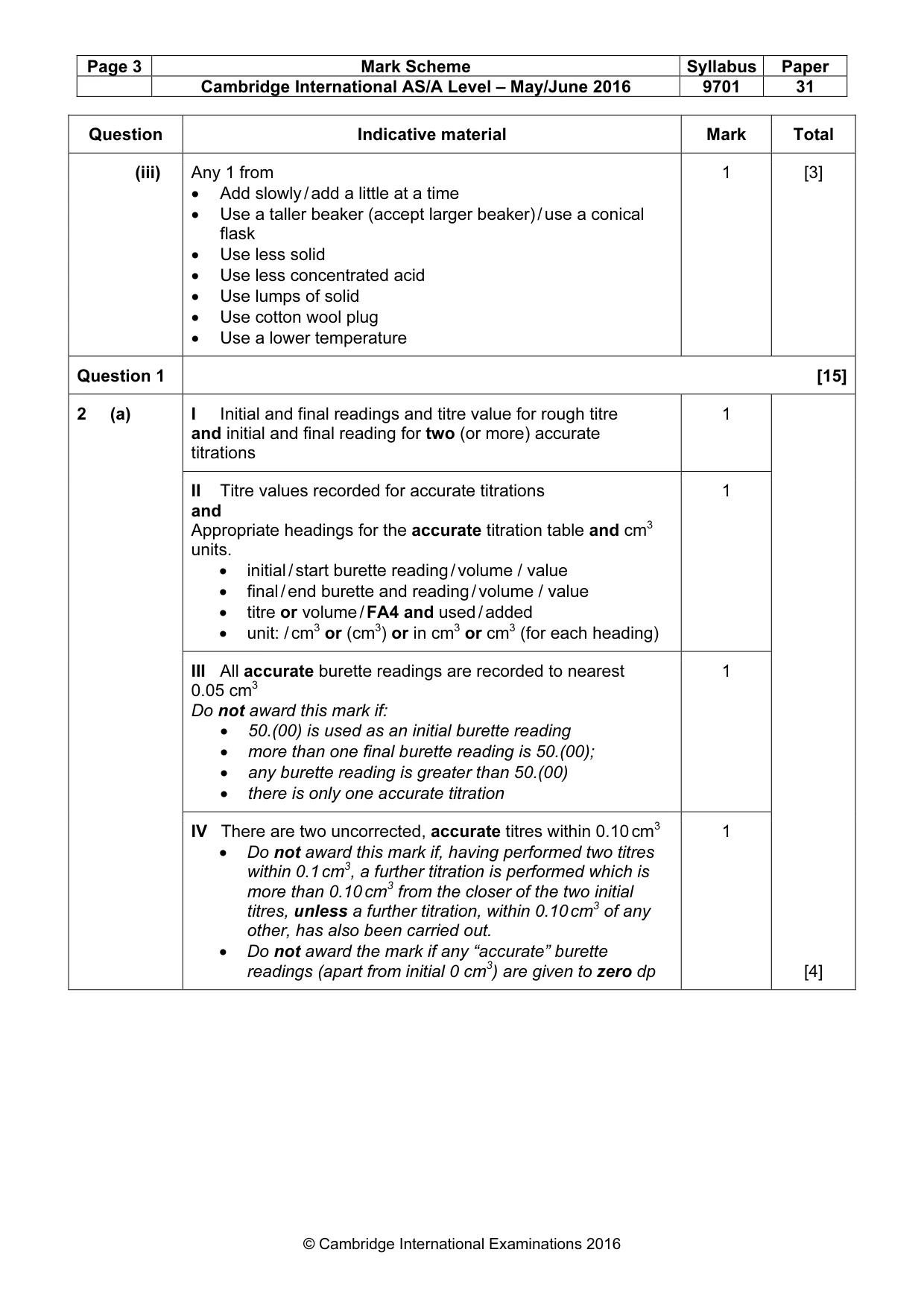 Mark scheme, page 3 of 5