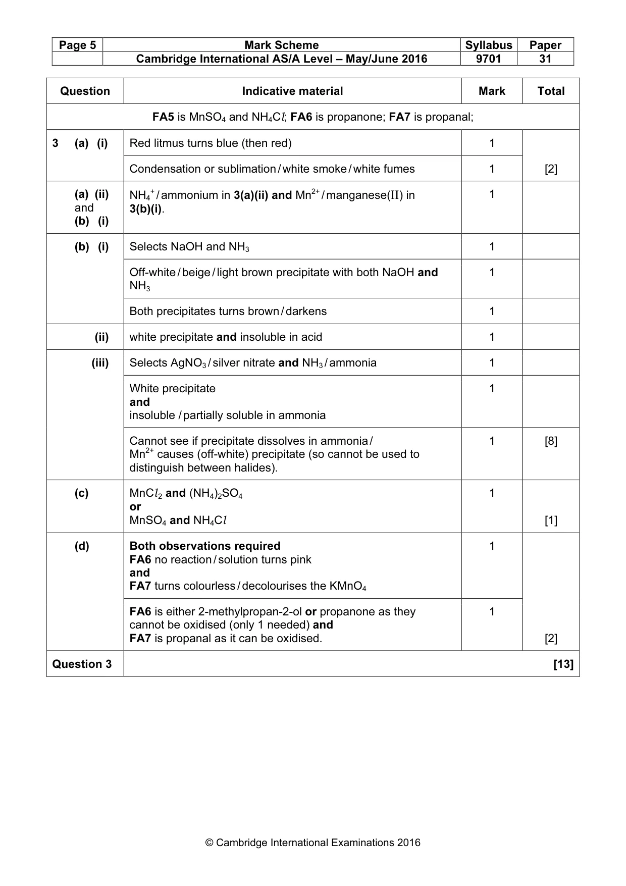 Mark scheme, page 5 of 5