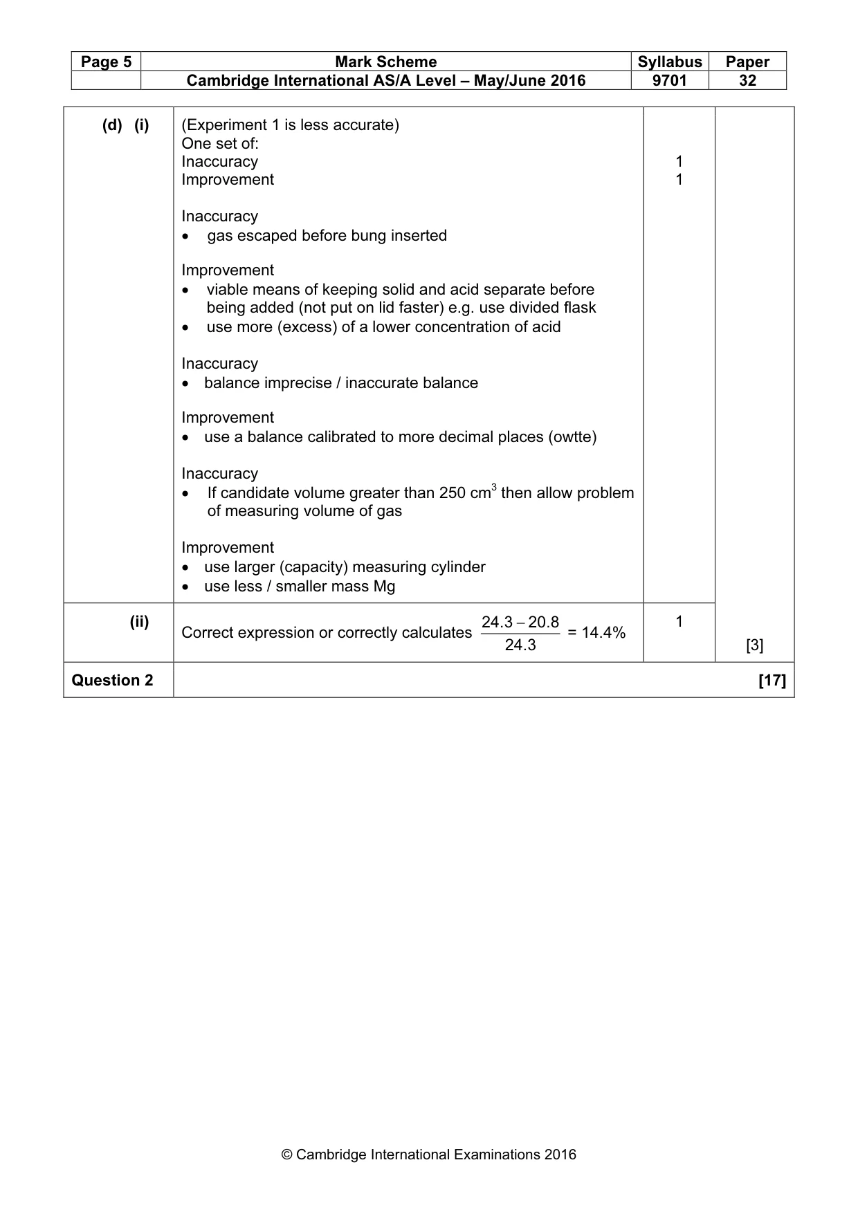 Mark scheme, page 5 of 7