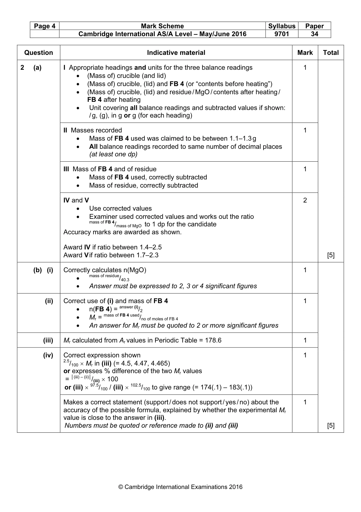 Mark scheme, page 4 of 7