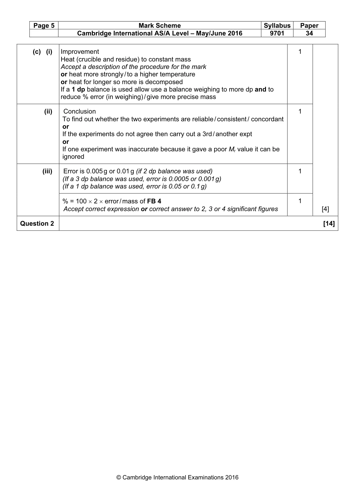 Mark scheme, page 5 of 7