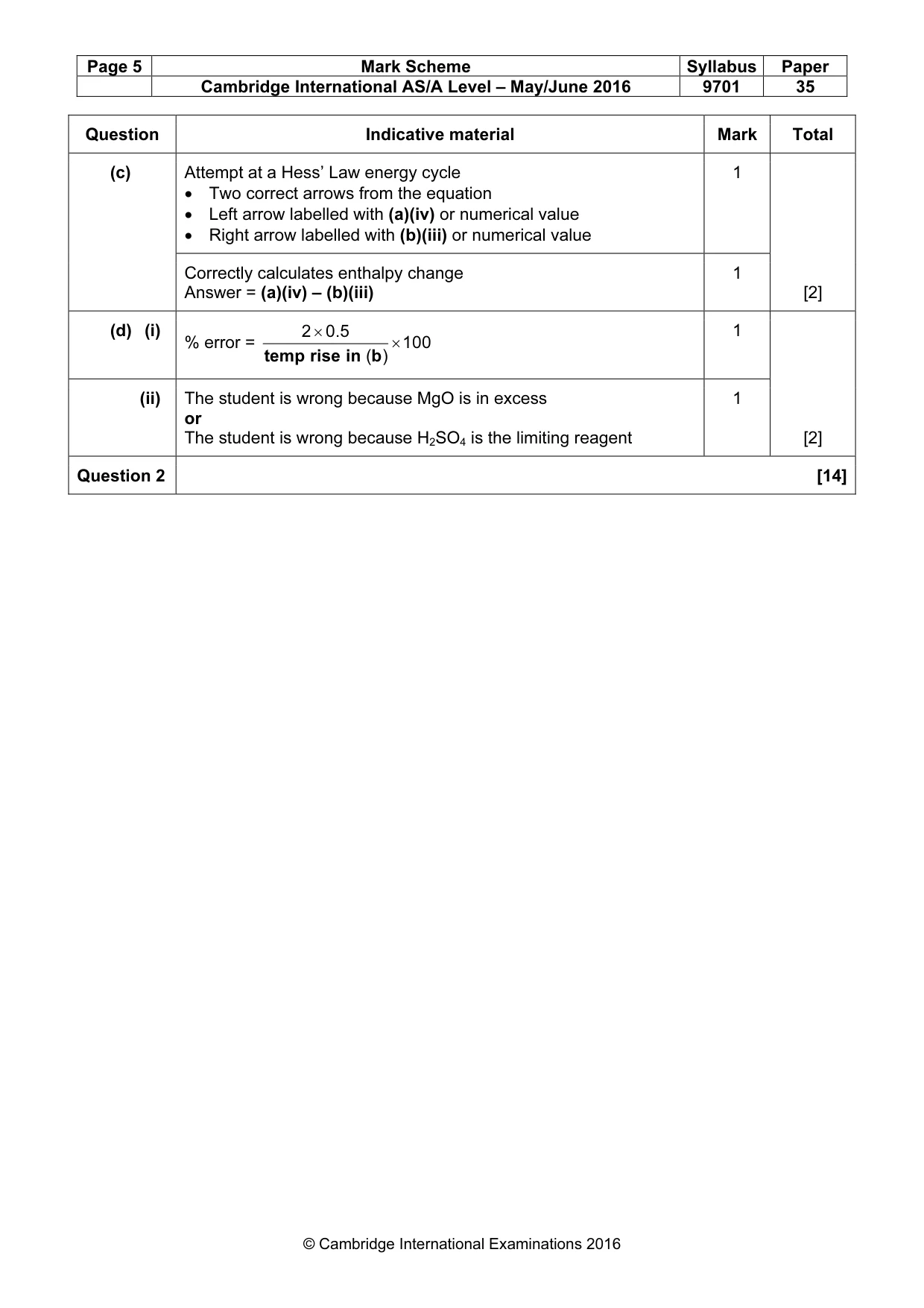 Mark scheme, page 5 of 6