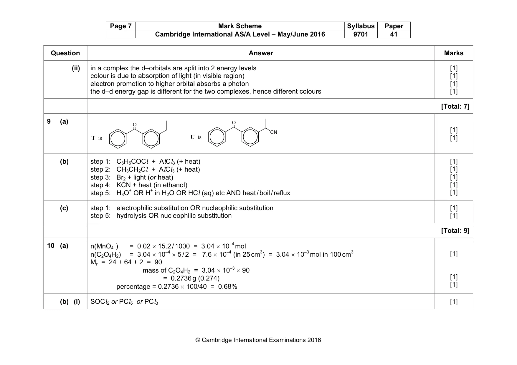 Mark scheme, page 7 of 8