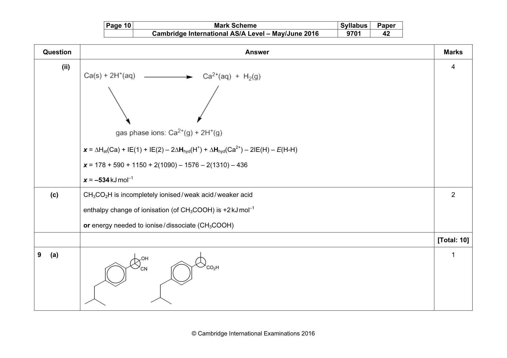 Mark scheme, page 10 of 12
