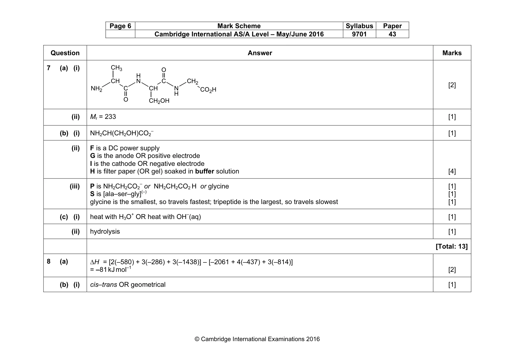 Mark scheme, page 6 of 8