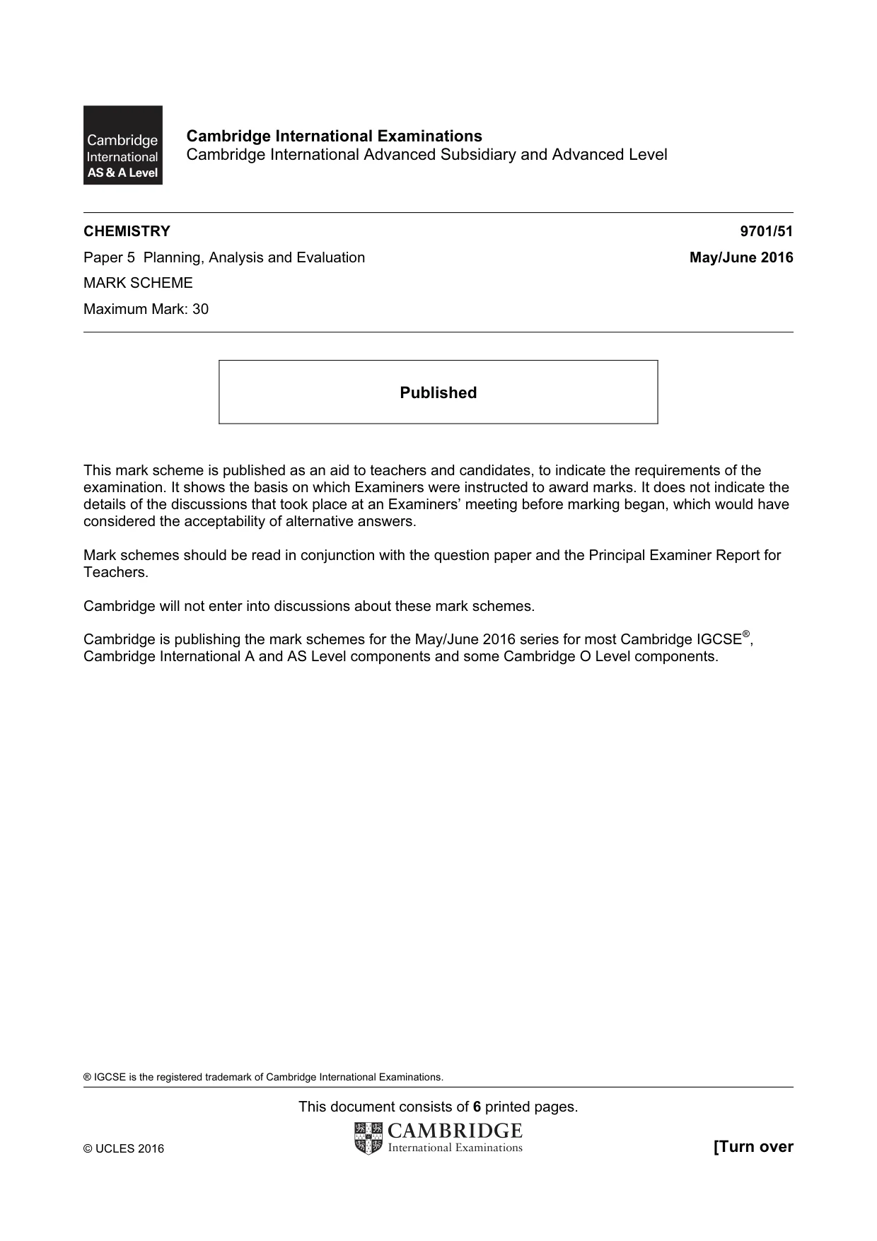 Mark scheme, page 1 of 6