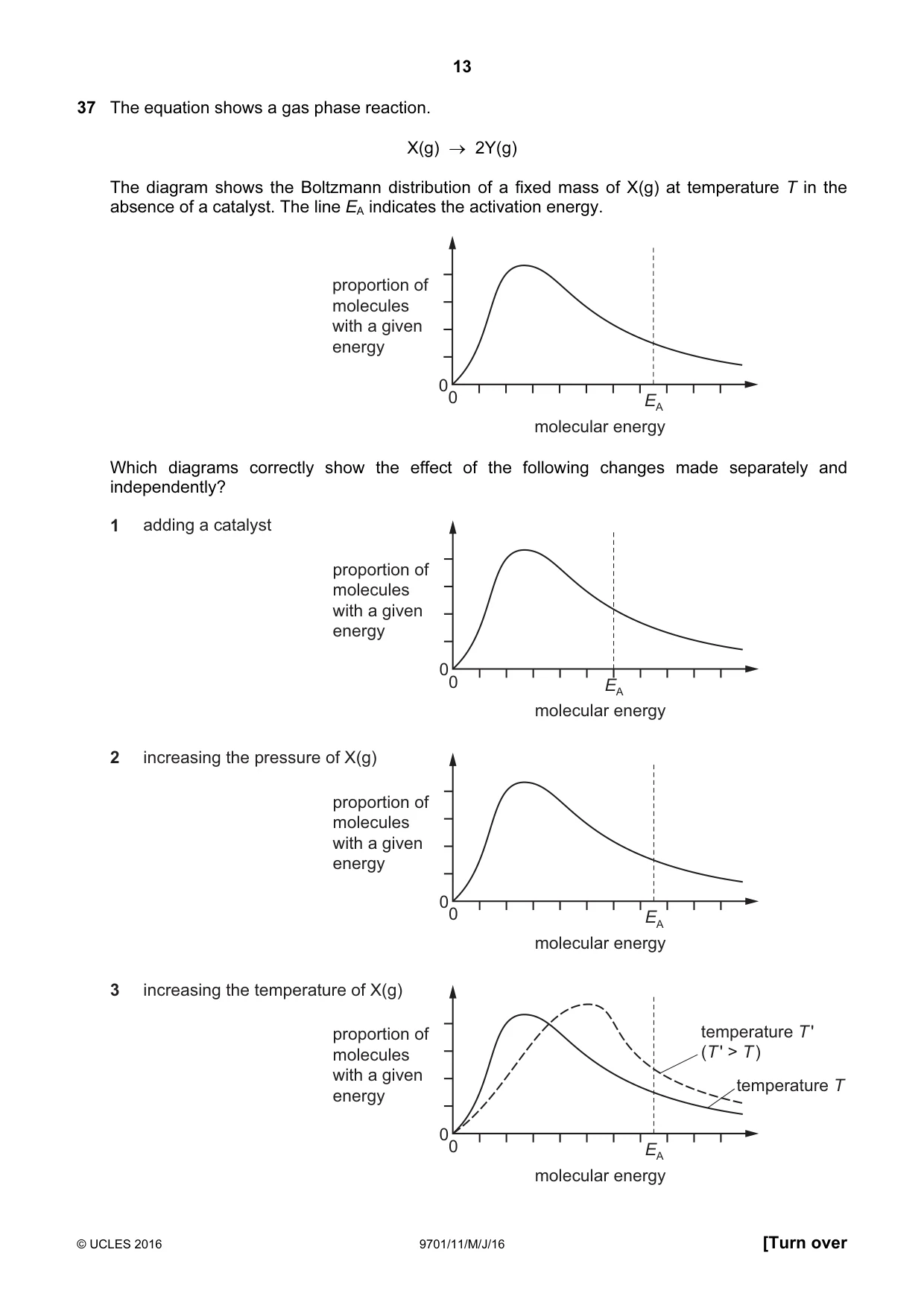 Cambridge A Level Chemistry 9701 2016 May/June Paper 1 · Variant 1 question paper, page 13 of 16