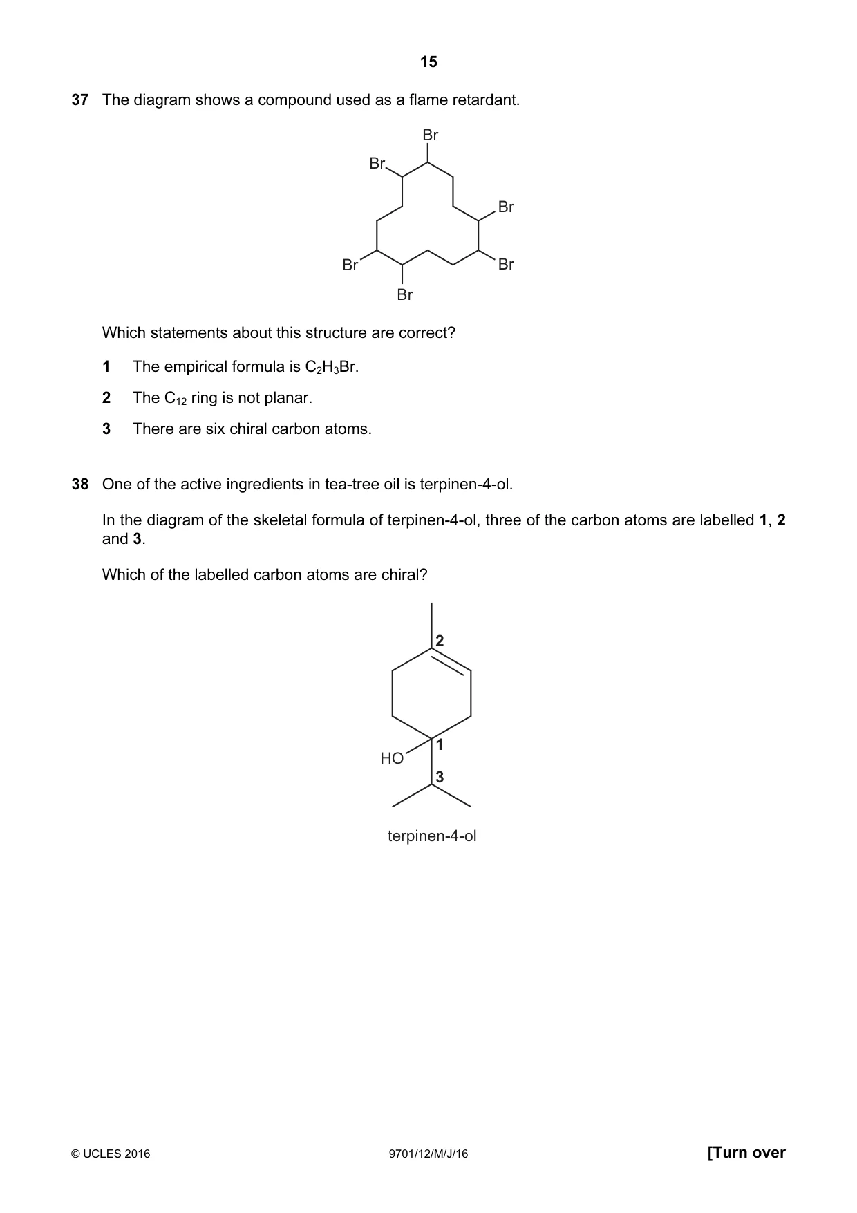 Cambridge A Level Chemistry 9701 2016 May/June Paper 1 · Variant 2 question paper, page 15 of 16