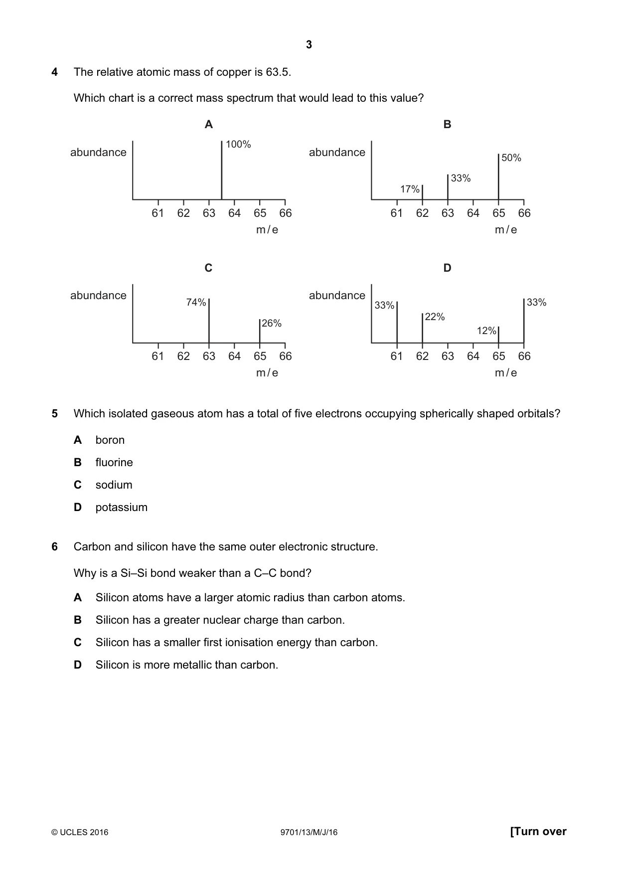 Cambridge A Level Chemistry 9701 2016 May/June Paper 1 · Variant 3 question paper, page 3 of 16