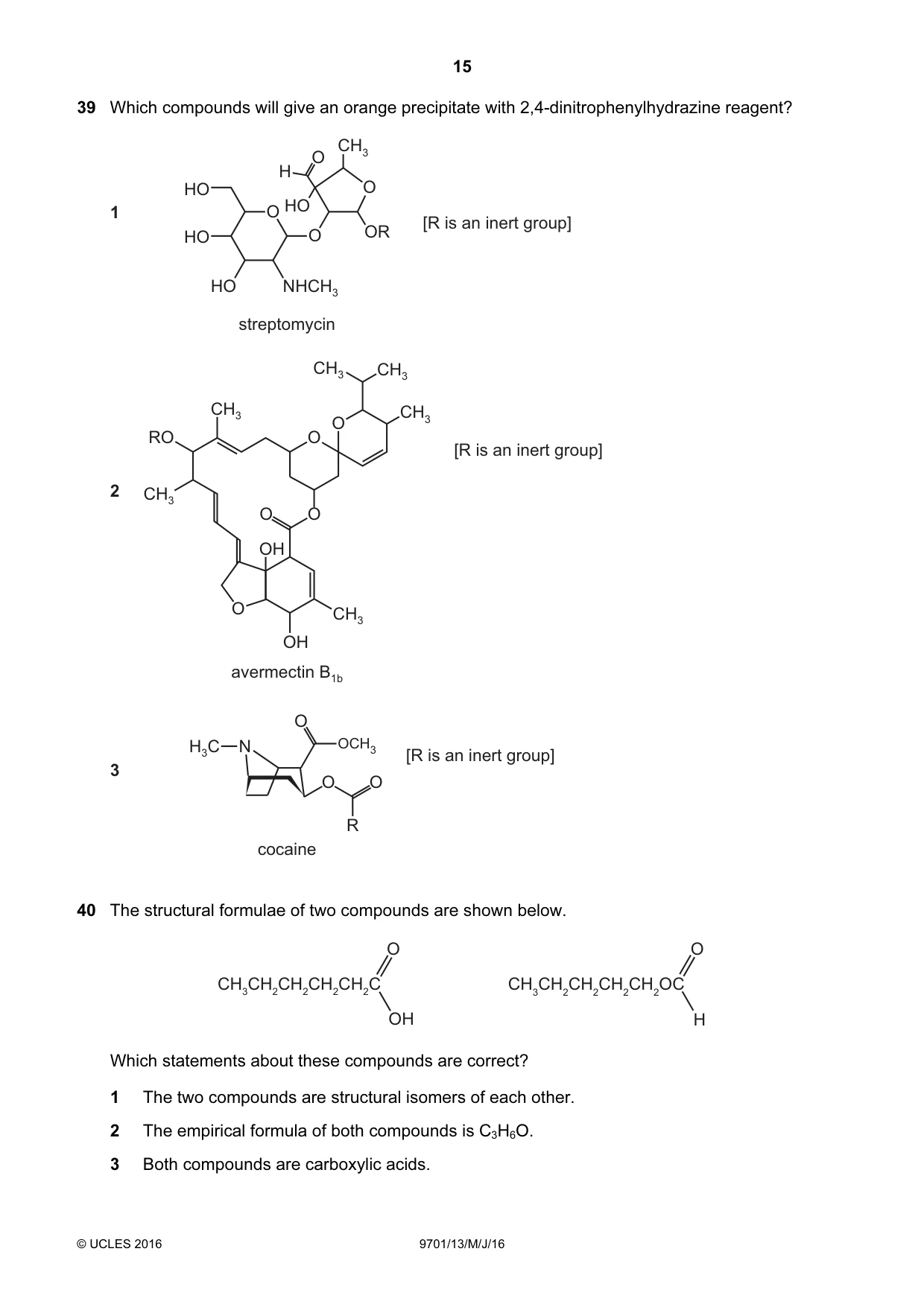 Cambridge A Level Chemistry 9701 2016 May/June Paper 1 · Variant 3 question paper, page 15 of 16