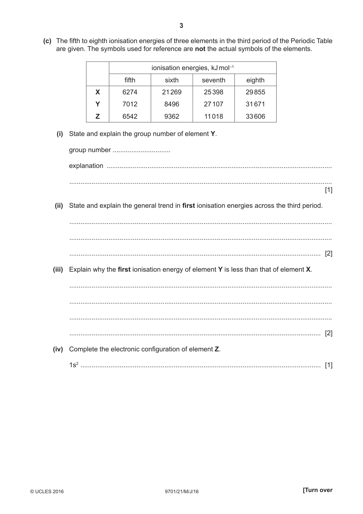 Cambridge A Level Chemistry 9701 2016 May/June Paper 2 · Variant 1 question paper, page 3 of 12
