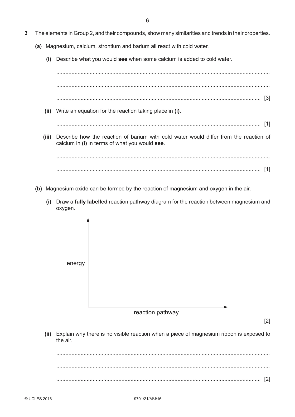 Cambridge A Level Chemistry 9701 2016 May/June Paper 2 · Variant 1 question paper, page 6 of 12