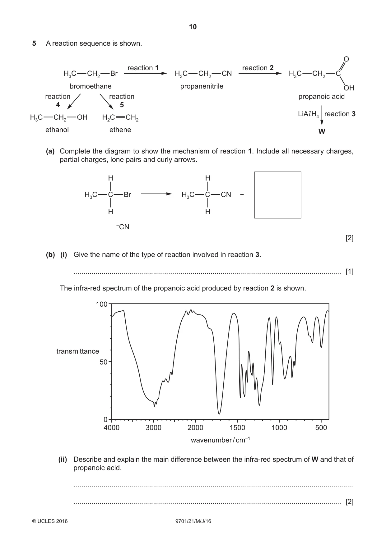 Cambridge A Level Chemistry 9701 2016 May/June Paper 2 · Variant 1 question paper, page 10 of 12