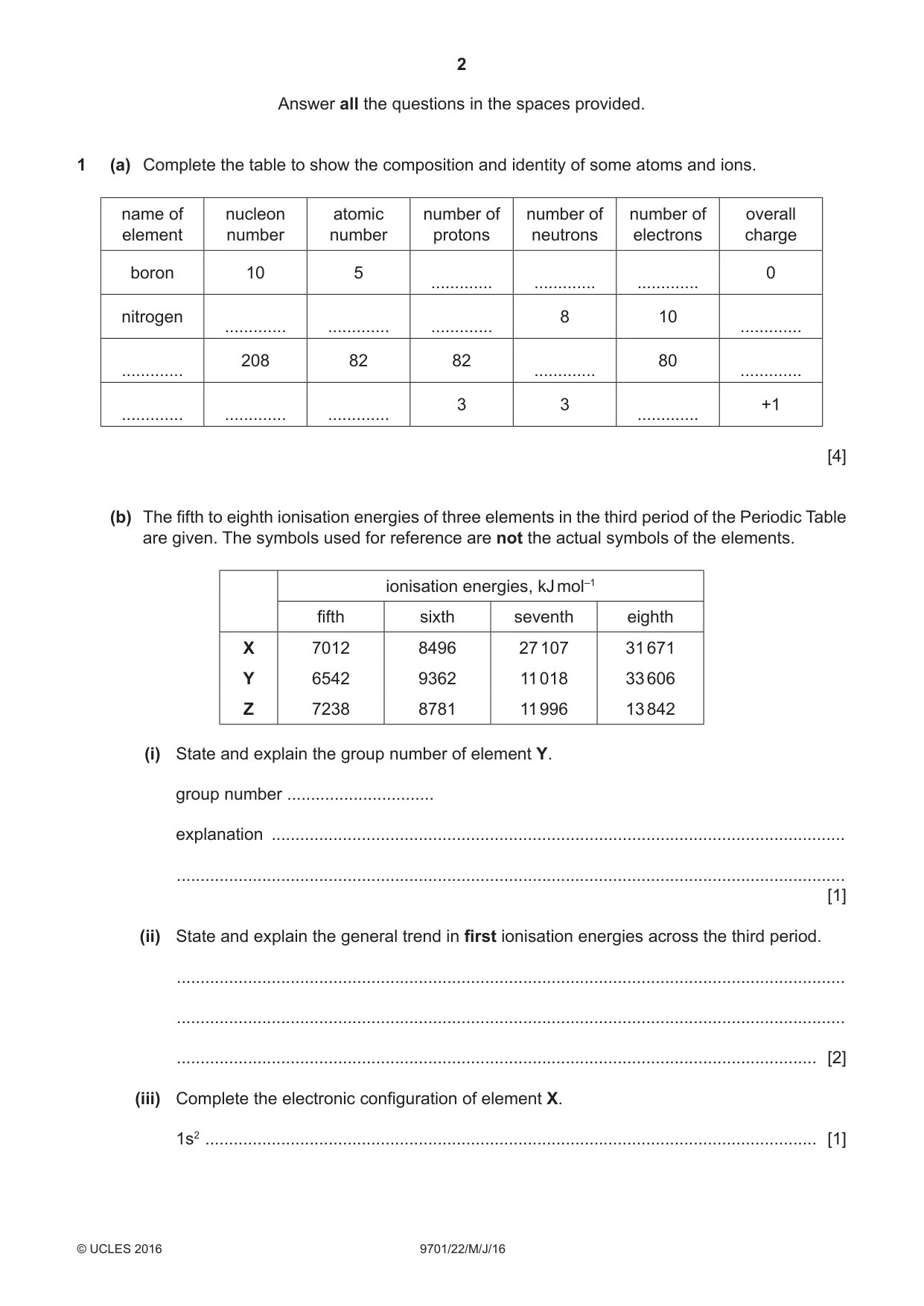 Cambridge A Level Chemistry 9701 2016 May/June Paper 2 · Variant 2 question paper, page 2 of 12