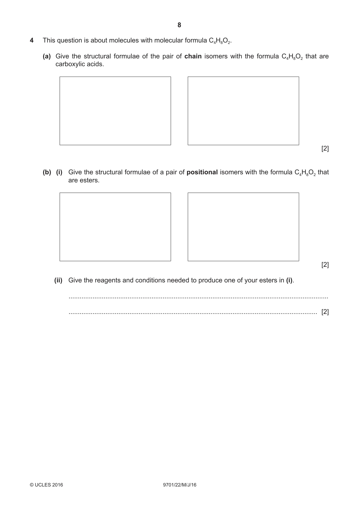 Cambridge A Level Chemistry 9701 2016 May/June Paper 2 · Variant 2 question paper, page 8 of 12