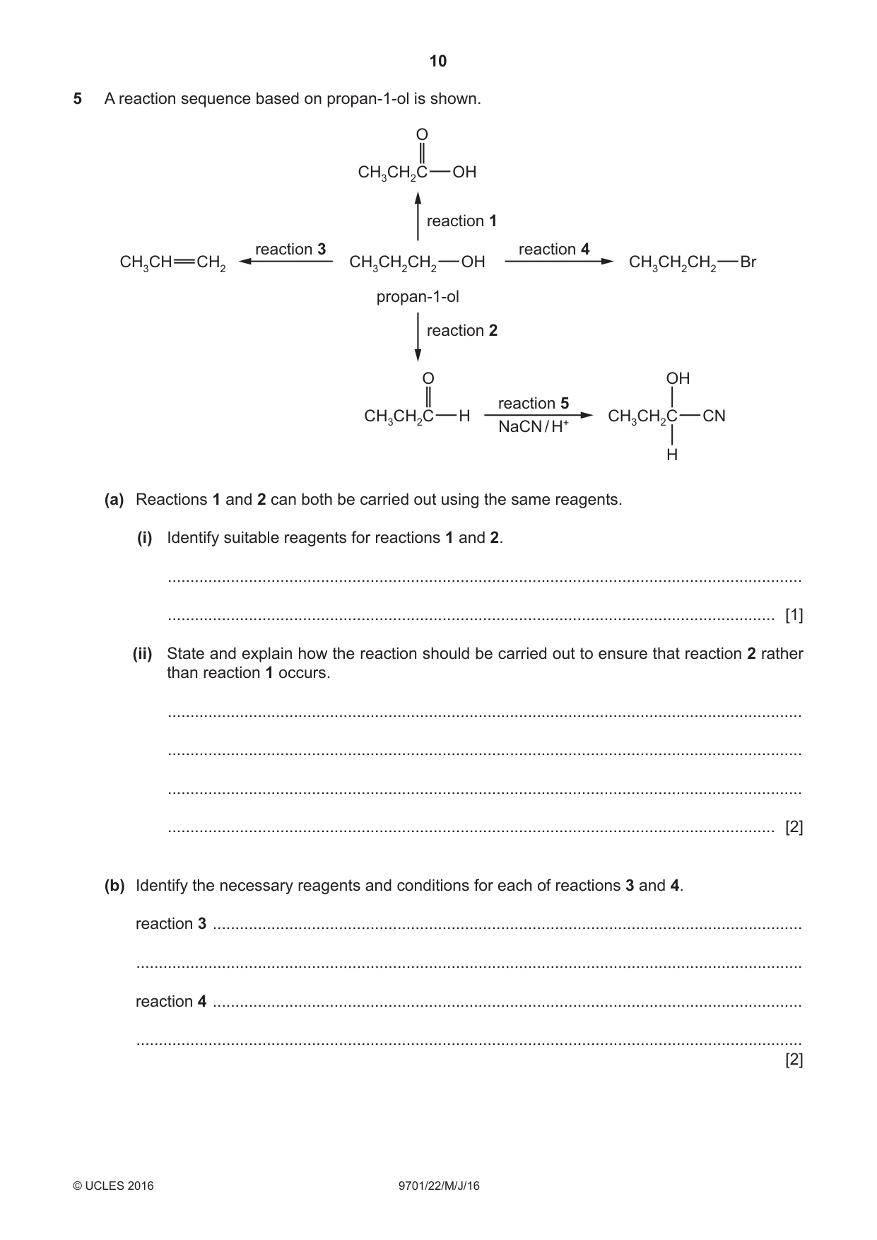 Cambridge A Level Chemistry 9701 2016 May/June Paper 2 · Variant 2 question paper, page 10 of 12