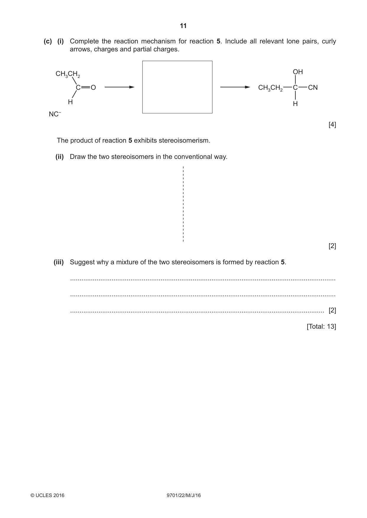 Cambridge A Level Chemistry 9701 2016 May/June Paper 2 · Variant 2 question paper, page 11 of 12