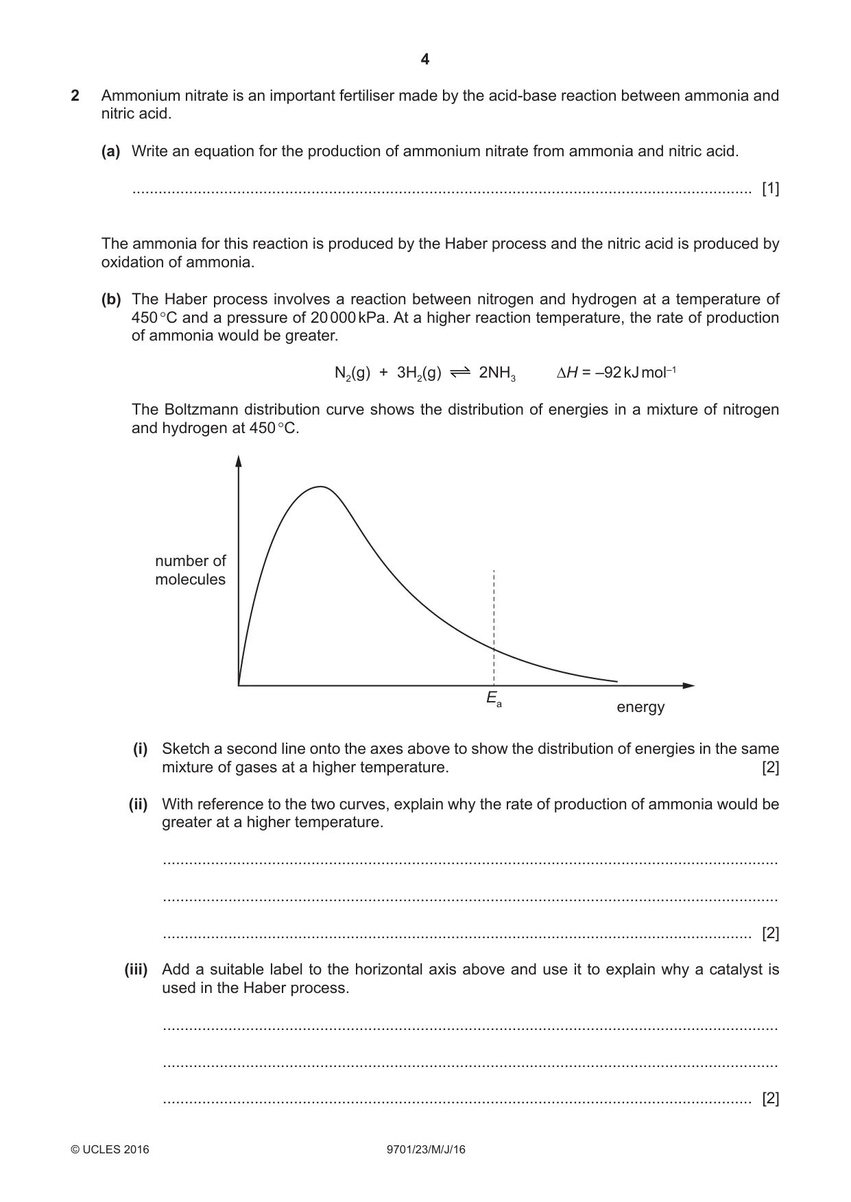 Cambridge A Level Chemistry 9701 2016 May/June Paper 2 · Variant 3 question paper, page 4 of 12