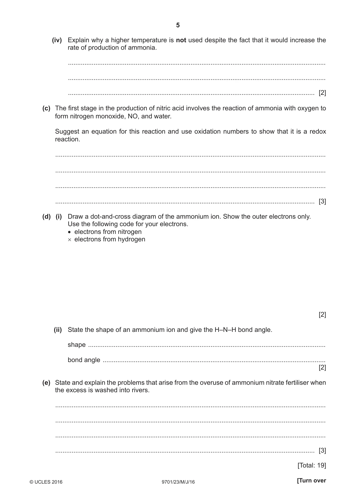 Cambridge A Level Chemistry 9701 2016 May/June Paper 2 · Variant 3 question paper, page 5 of 12