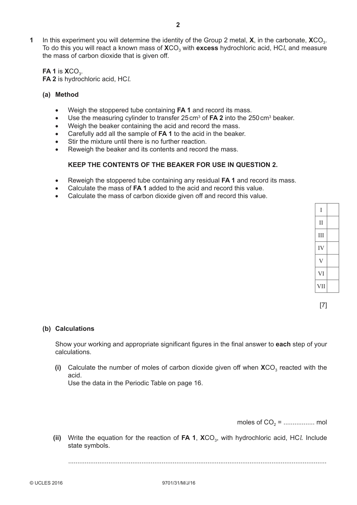 Cambridge A Level Chemistry 9701 2016 May/June Paper 3 · Variant 1 question paper, page 2 of 16
