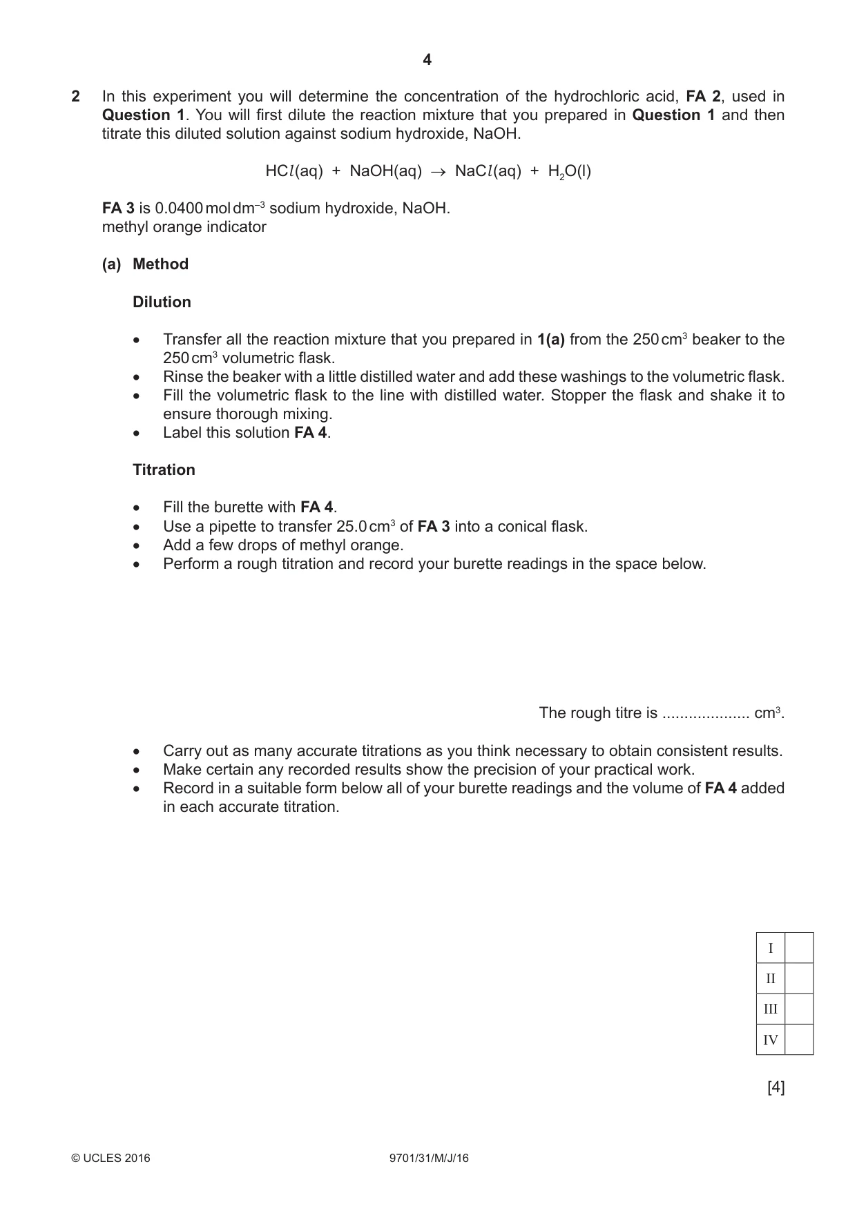 Cambridge A Level Chemistry 9701 2016 May/June Paper 3 · Variant 1 question paper, page 4 of 16