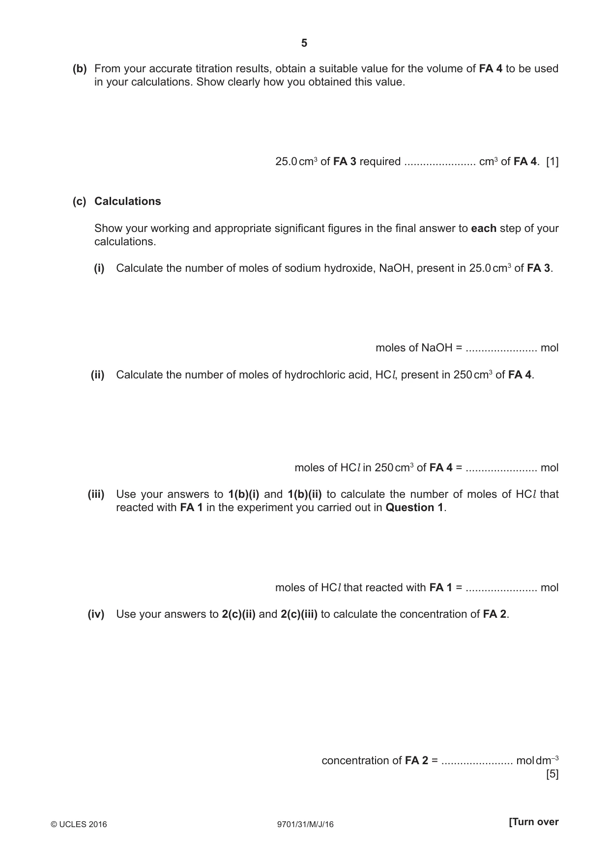 Cambridge A Level Chemistry 9701 2016 May/June Paper 3 · Variant 1 question paper, page 5 of 16