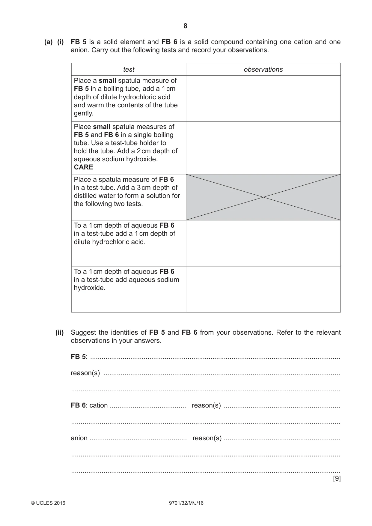 Cambridge A Level Chemistry 9701 2016 May/June Paper 3 · Variant 2 question paper, page 8 of 12