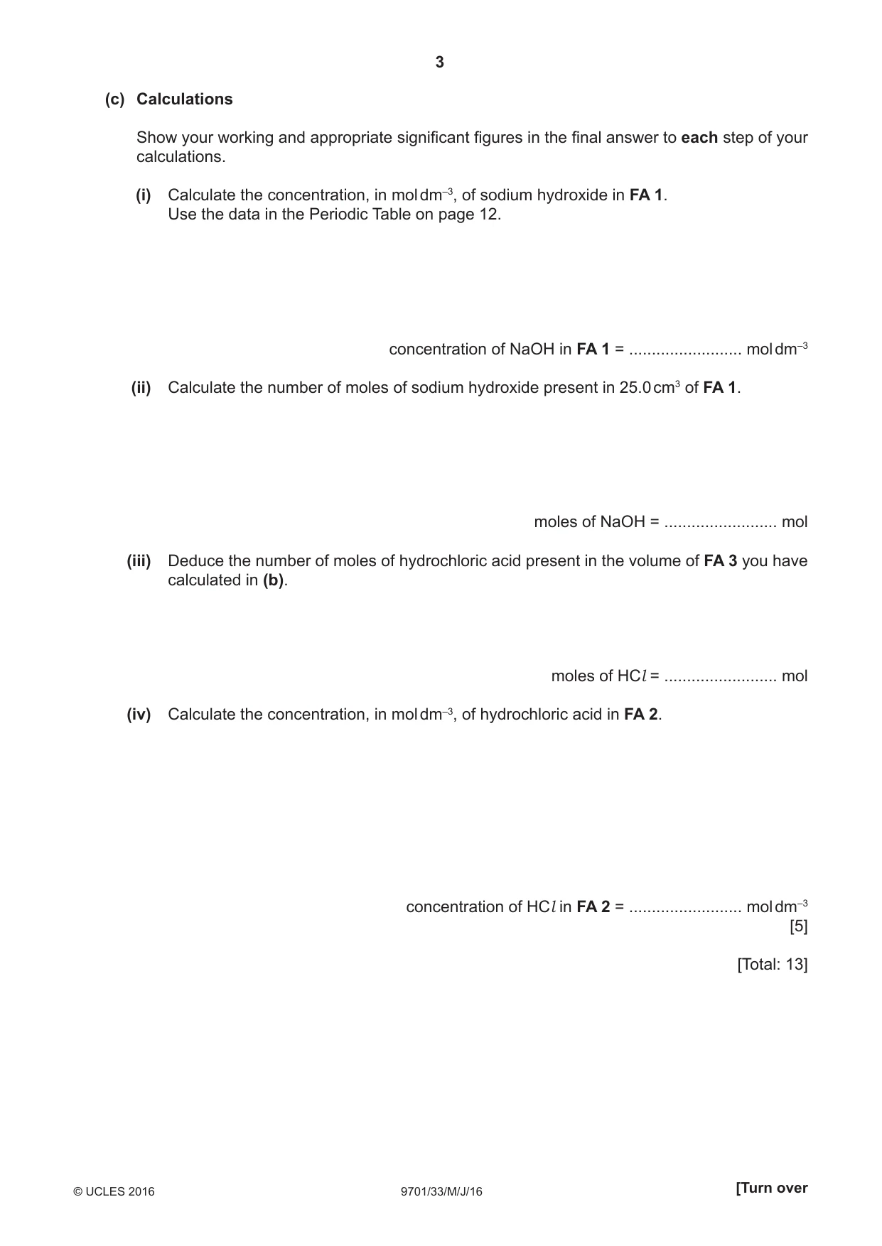 Cambridge A Level Chemistry 9701 2016 May/June Paper 3 · Variant 3 question paper, page 3 of 12