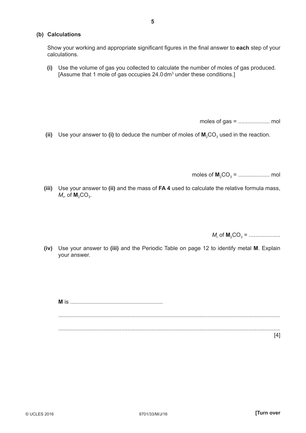 Cambridge A Level Chemistry 9701 2016 May/June Paper 3 · Variant 3 question paper, page 5 of 12