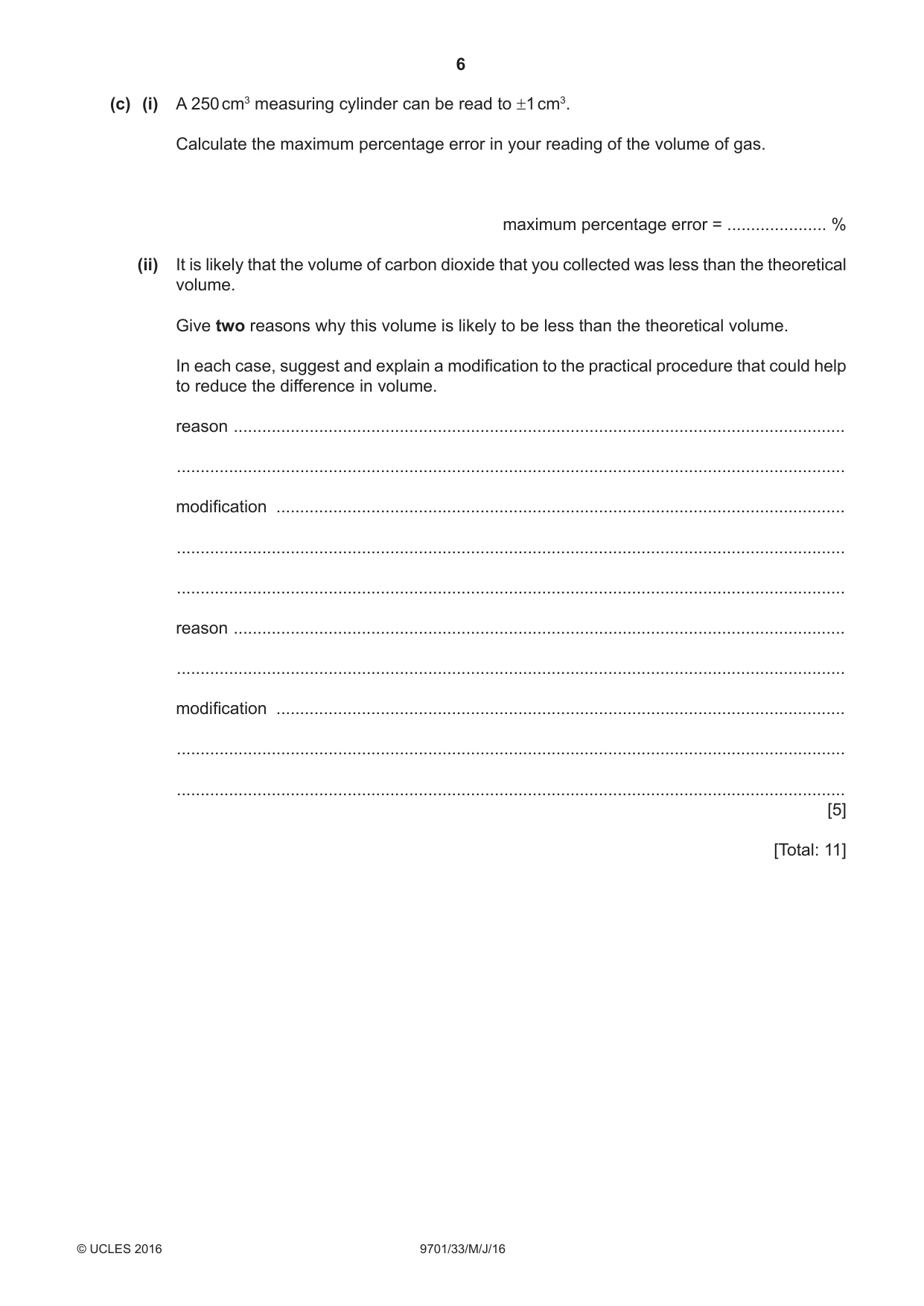Cambridge A Level Chemistry 9701 2016 May/June Paper 3 · Variant 3 question paper, page 6 of 12