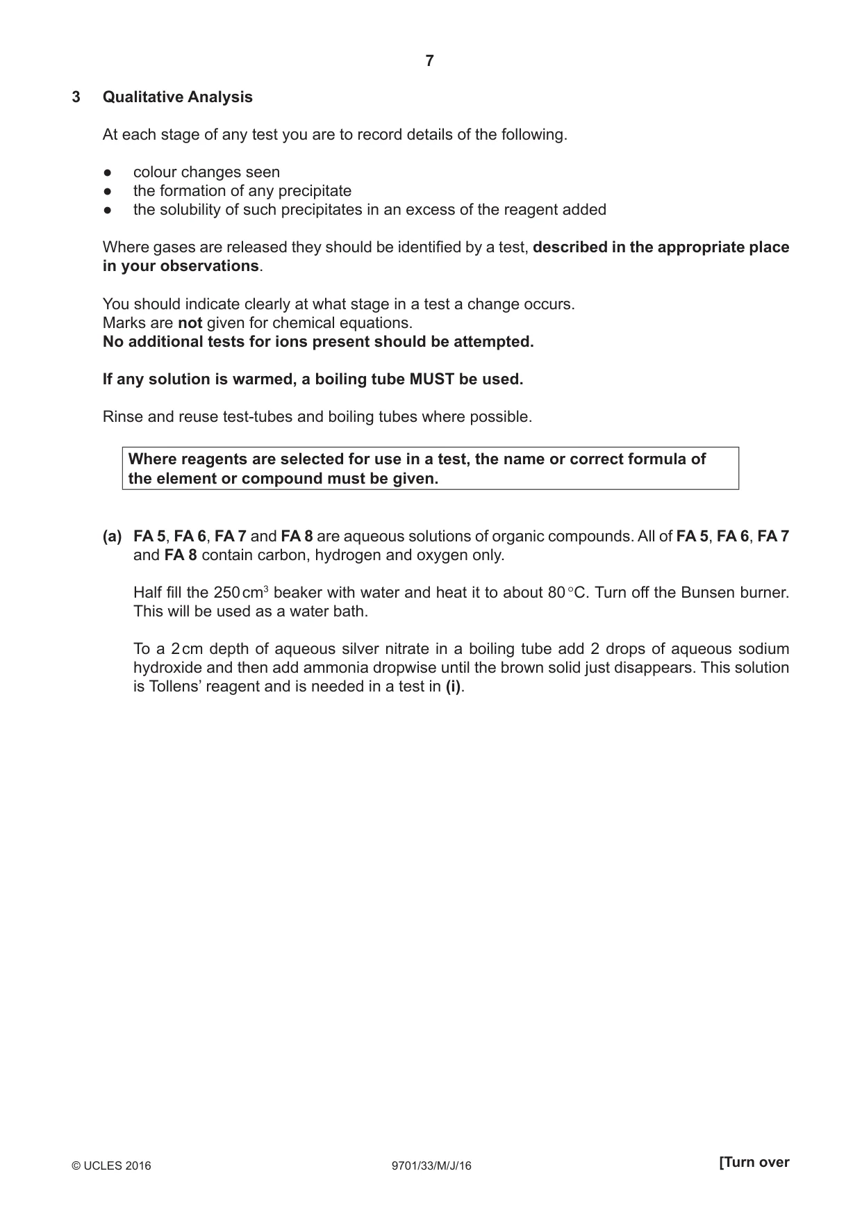 Cambridge A Level Chemistry 9701 2016 May/June Paper 3 · Variant 3 question paper, page 7 of 12