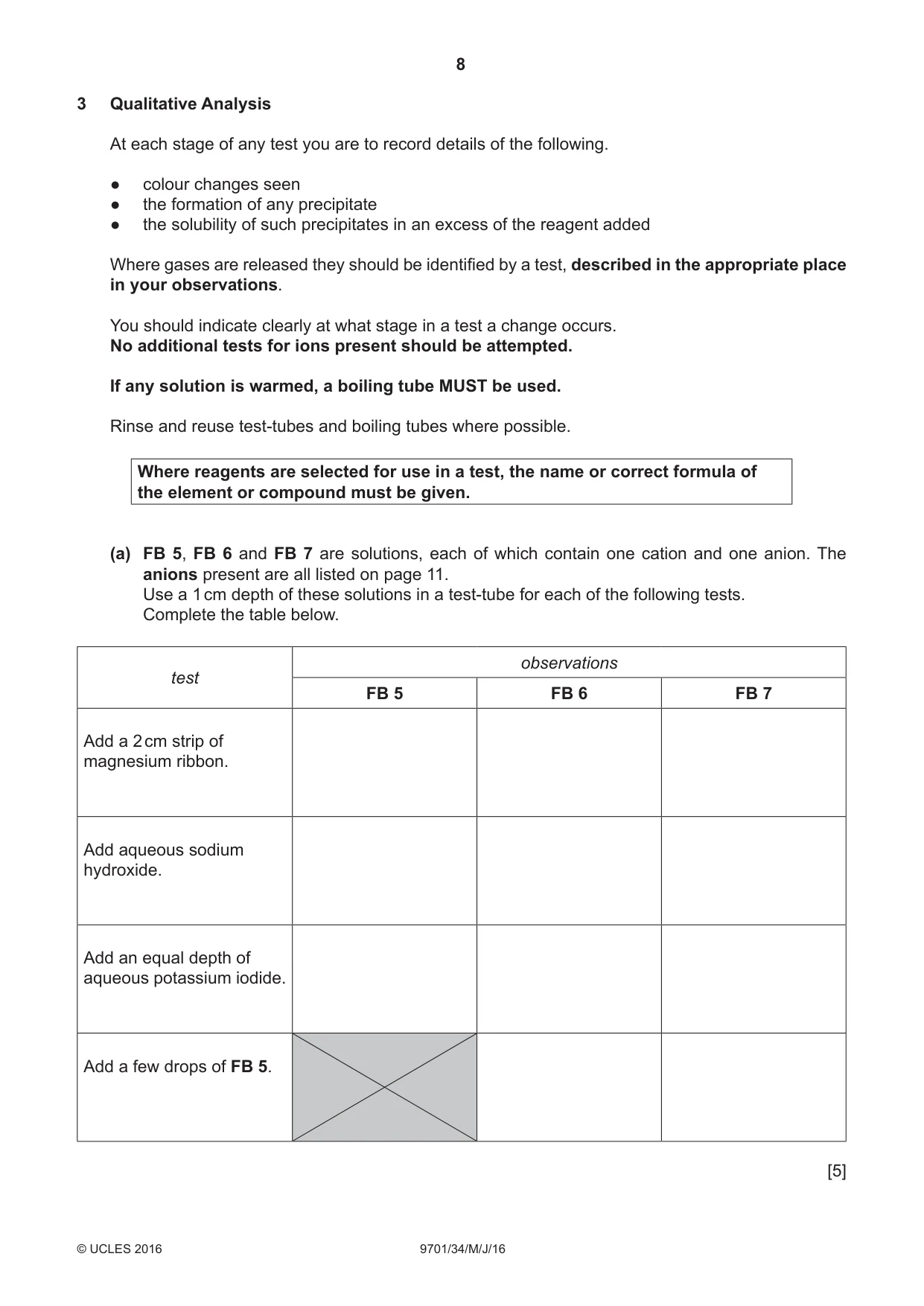 Cambridge A Level Chemistry 9701 2016 May/June Paper 3 · Variant 4 question paper, page 8 of 12