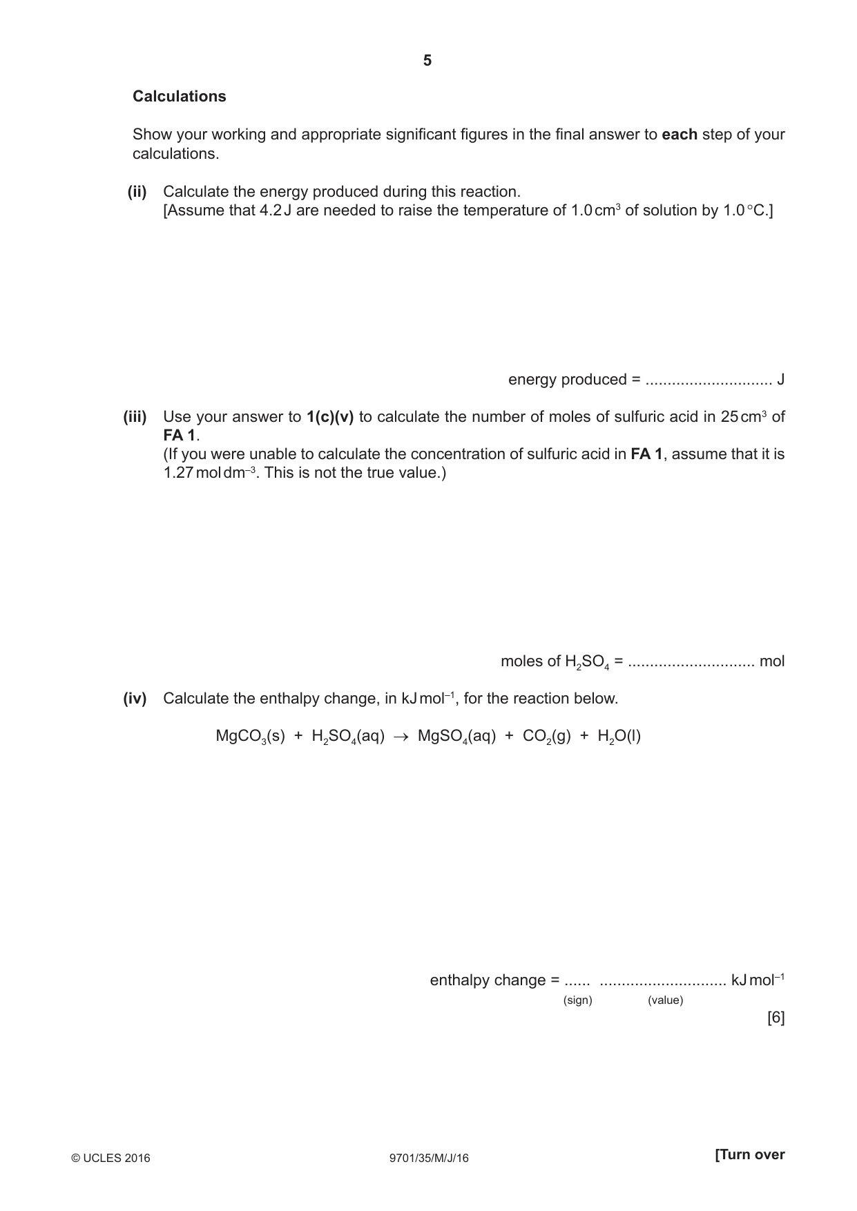 Cambridge A Level Chemistry 9701 2016 May/June Paper 3 · Variant 5 question paper, page 5 of 16