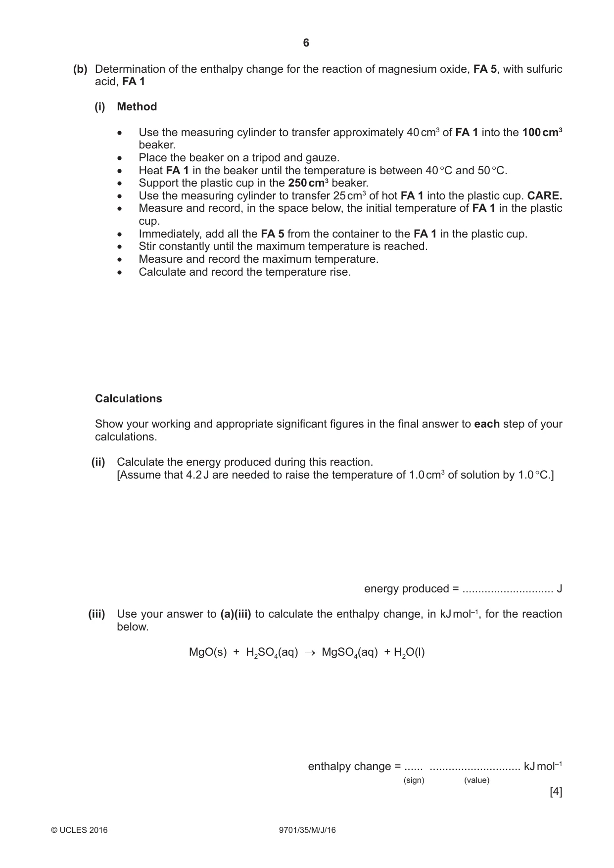 Cambridge A Level Chemistry 9701 2016 May/June Paper 3 · Variant 5 question paper, page 6 of 16