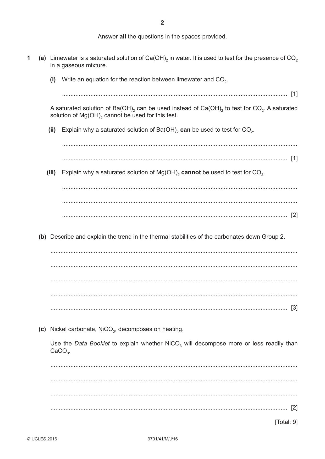Cambridge A Level Chemistry 9701 2016 May/June Paper 4 · Variant 1 question paper, page 2 of 20