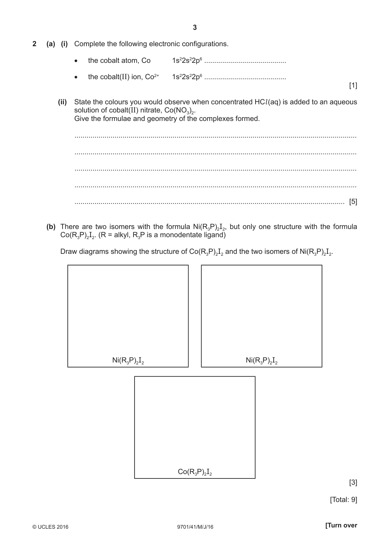 Cambridge A Level Chemistry 9701 2016 May/June Paper 4 · Variant 1 question paper, page 3 of 20