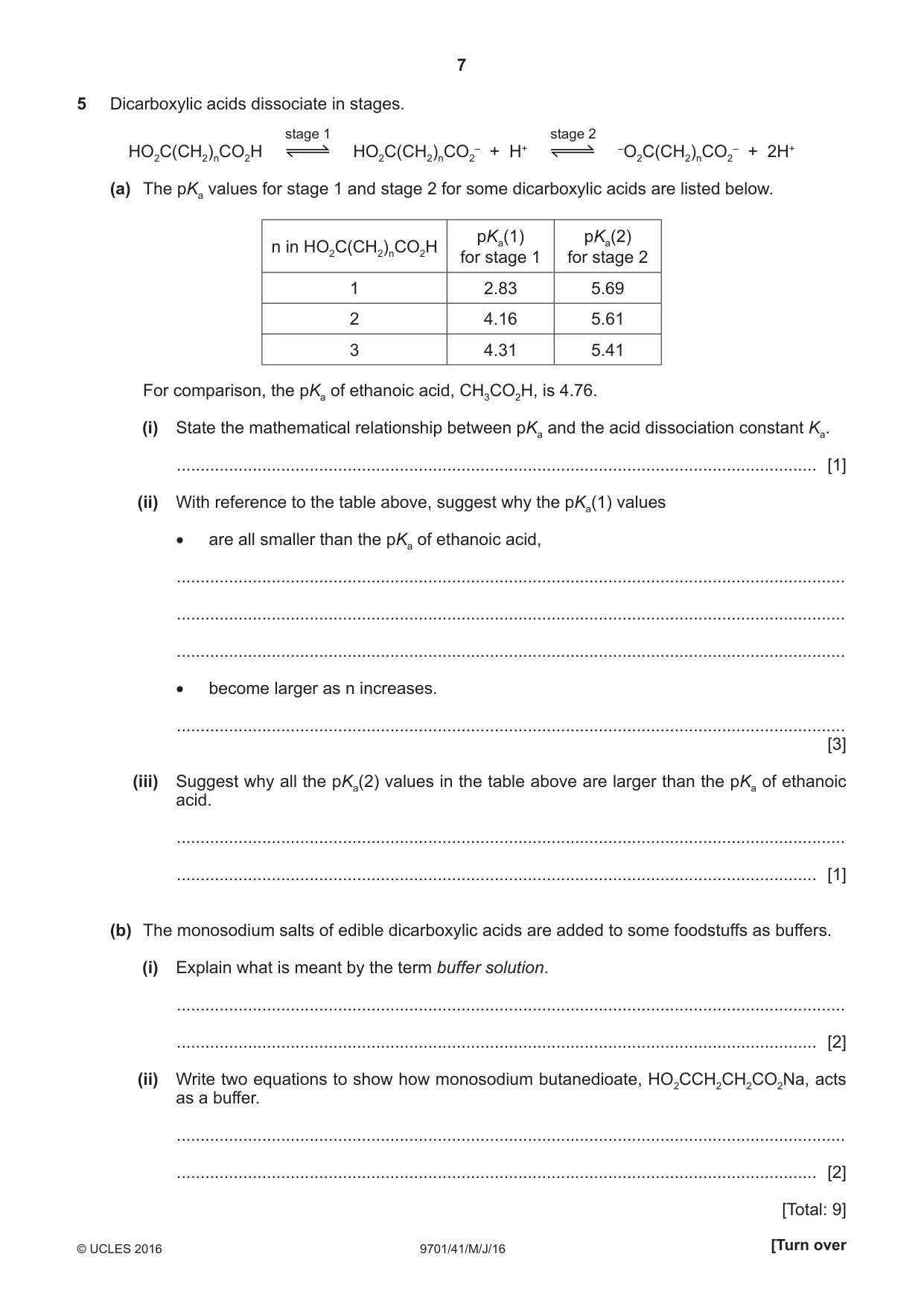 Cambridge A Level Chemistry 9701 2016 May/June Paper 4 · Variant 1 question paper, page 7 of 20