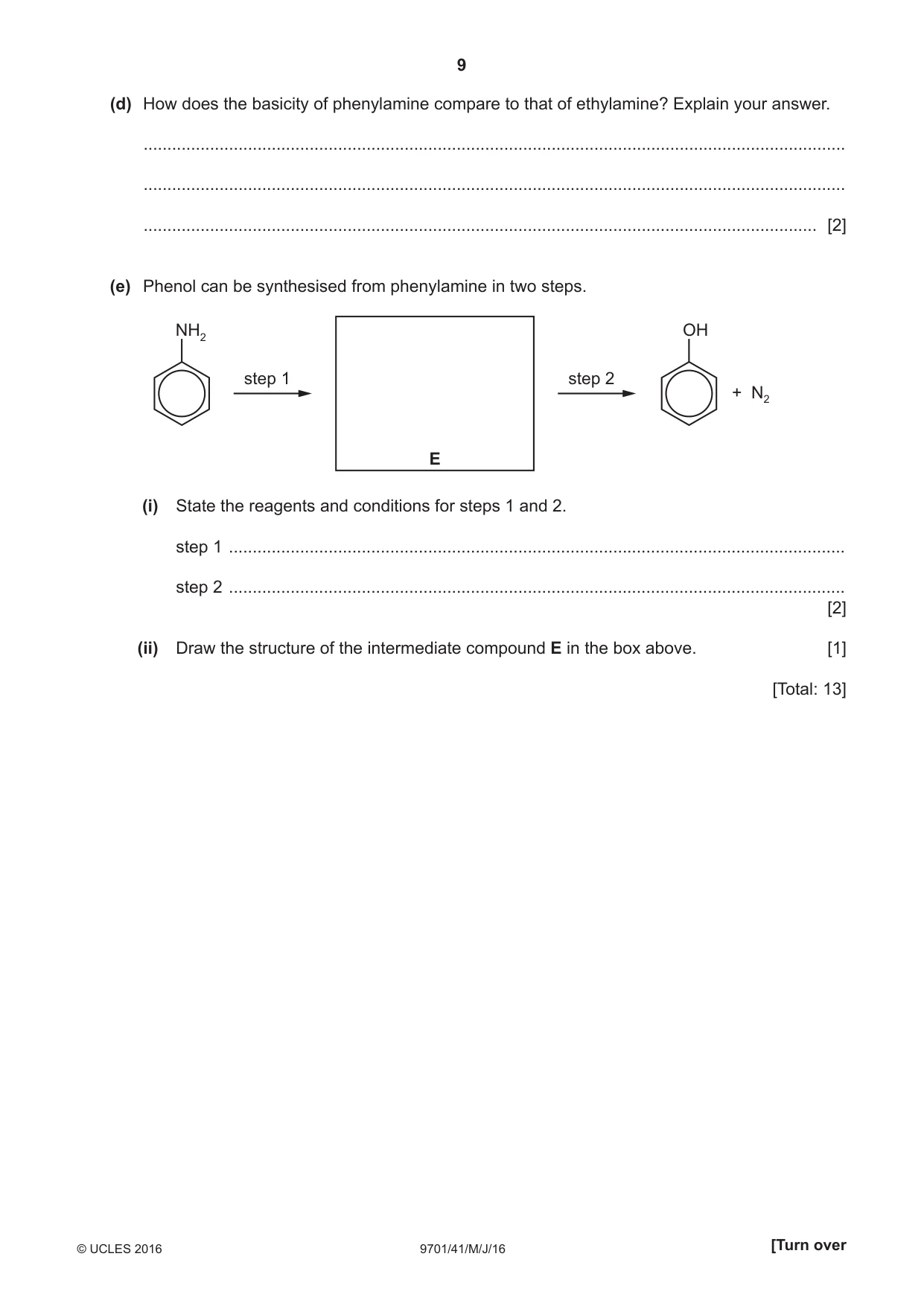 Cambridge A Level Chemistry 9701 2016 May/June Paper 4 · Variant 1 question paper, page 9 of 20