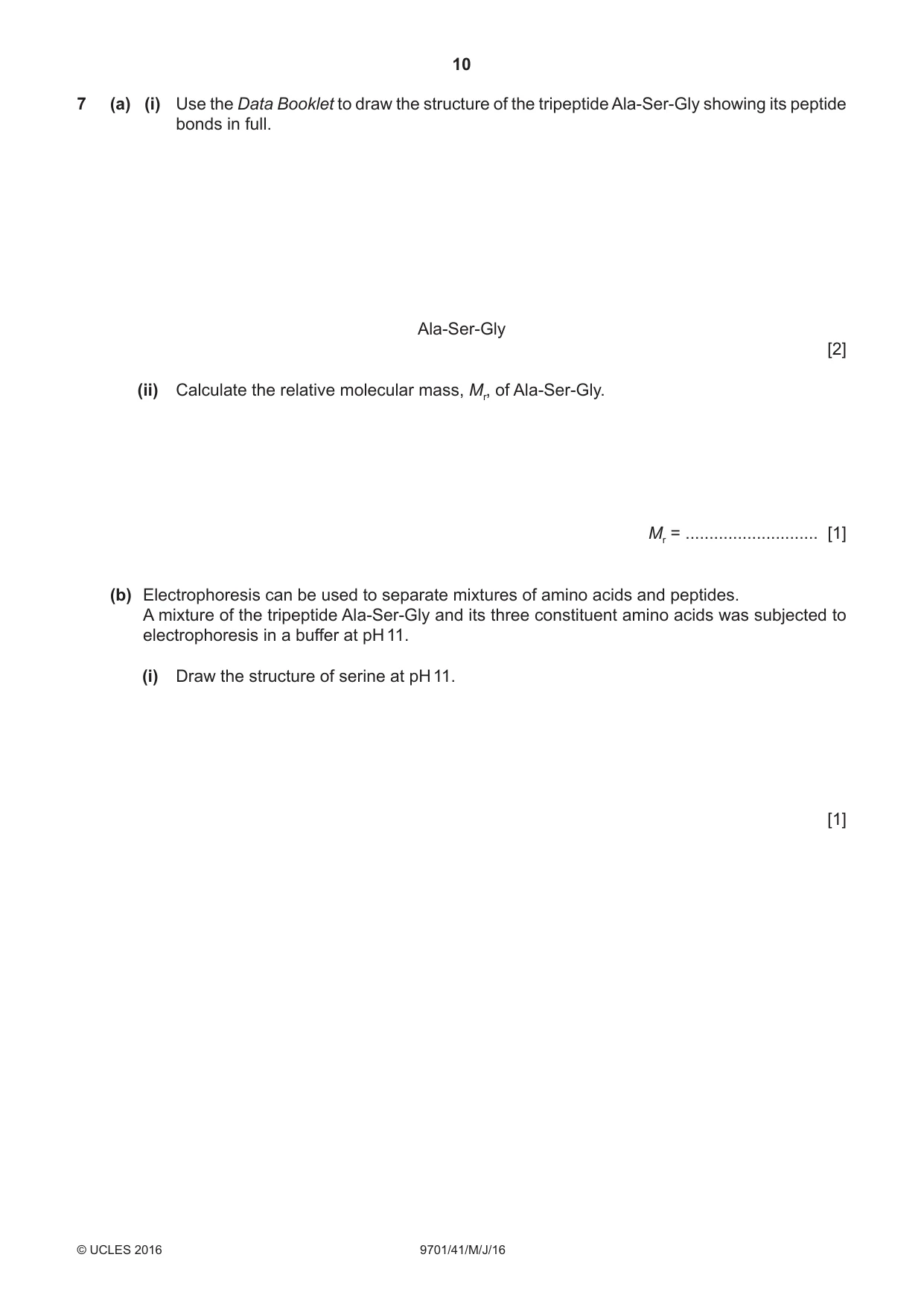 Cambridge A Level Chemistry 9701 2016 May/June Paper 4 · Variant 1 question paper, page 10 of 20